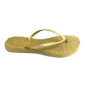 Dizzy Ripples Gold Glitter Thongs Flip Flops Sz 10/40 Beach Comfort Lightweight